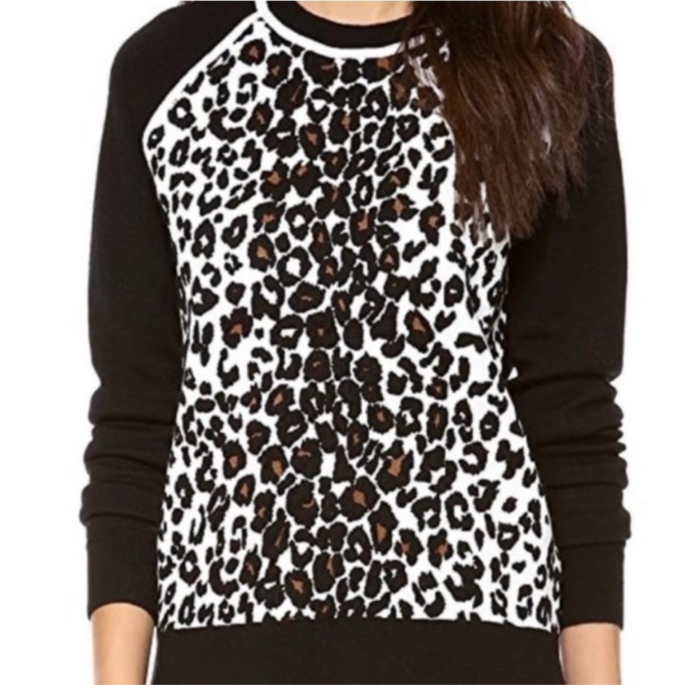 A.L.C. Leopard Print Sweater with zip back in Size XS